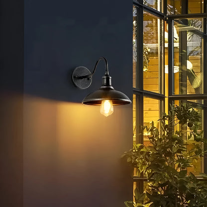 Retro-style villa courtyard wall lamp in silver or copper finish with adjustable mounting angles