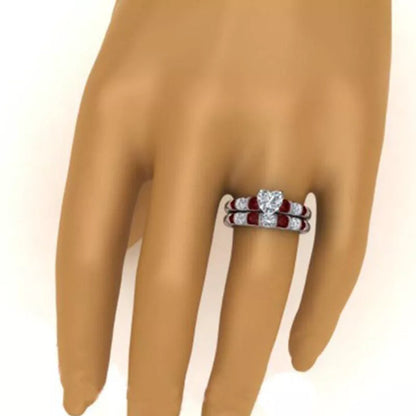 Heart-shaped diamonds fashion set ring in alloy, sizes 6-12
