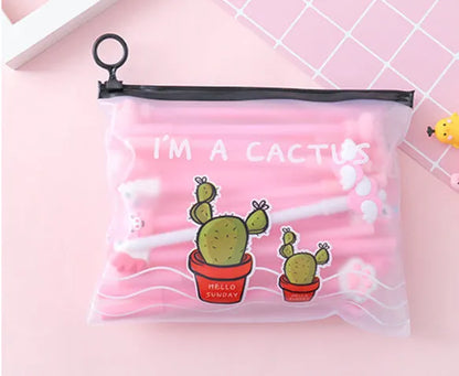 Marvel 20-pack of 0.5mm black pens with cartoon cactus designs in a 21x17cm plastic case