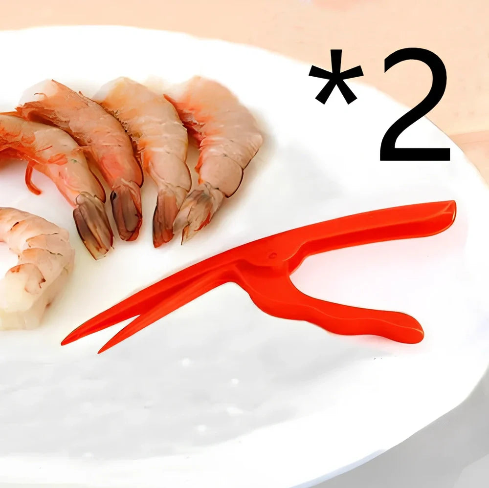 Stainless steel shrimp peeler with 21cm length and ergonomic handle for shell removal