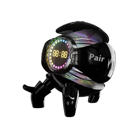 Mech Monster smart clock Bluetooth speaker with alarm, 6W output, 1800mAh battery, ABS+PC housing, white or yellow