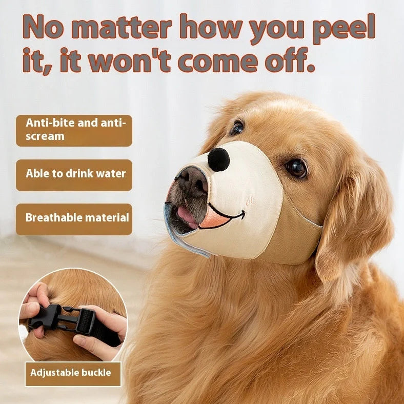 Canvas dog muzzle in Bondi blue shark colour showing adjustable design for bite prevention