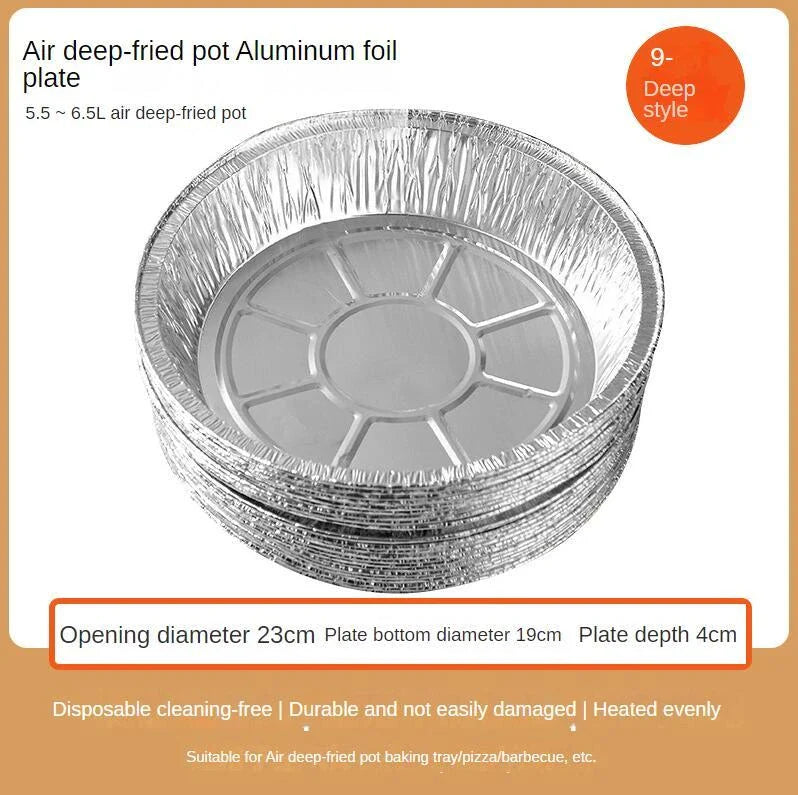 Premium non-stick aluminum foil liners in various sizes for air fryers, ovens, and other cookware