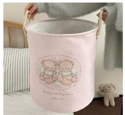 Foldable cotton laundry basket in modern simplicity design with large capacity for bedroom storage