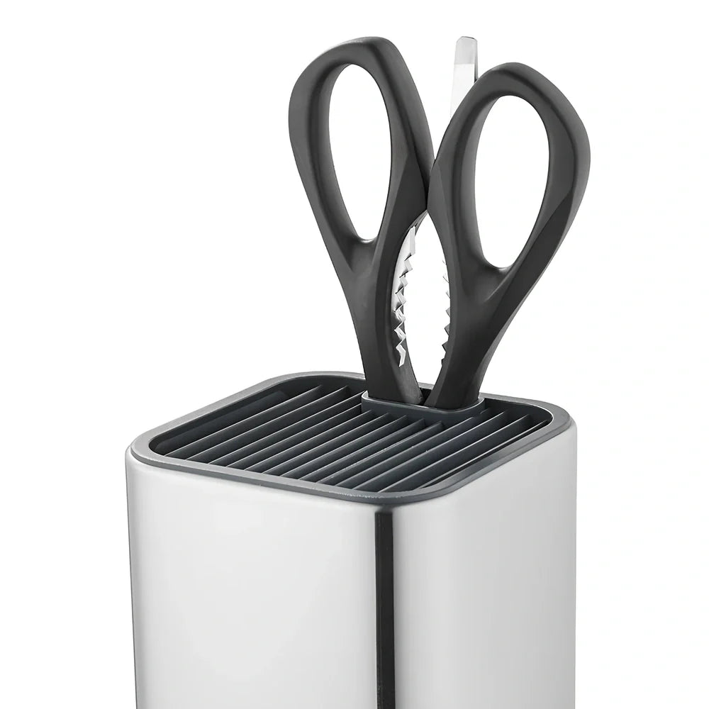 Stainless steel knife holder storage bucket with free insertion design for kitchen organisation