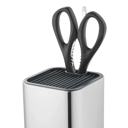 Stainless steel knife holder storage bucket with free insertion design for kitchen organisation