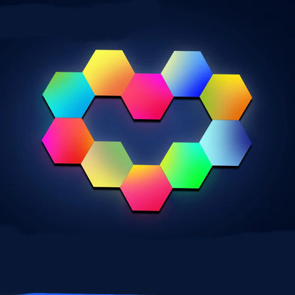 Smart Quantum Light Induction Honeycomb Wall Lamp with vibrant color-changing effects