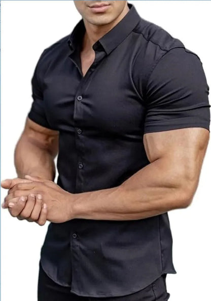 Men's casual short sleeve printed shirt in polyester available in multiple colours and sizes S to 5XL