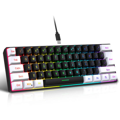 Simple wired 61 key membrane keyboard in white and black colour with 1.7 metre cable