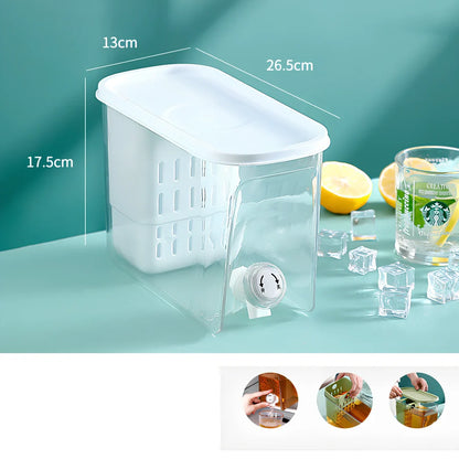 Home refrigerator water cooler with tap showing green colour option and 1-litre capacity bottle