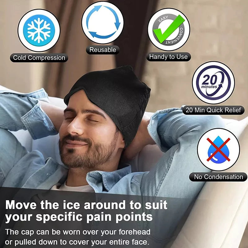 Cold Compress Hood for migraine and stress relief with soft gel design