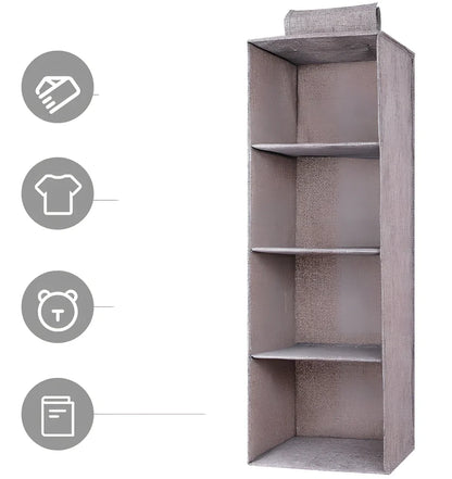 Cotton hanging storage bag with multiple drawers measuring 24.6cm each