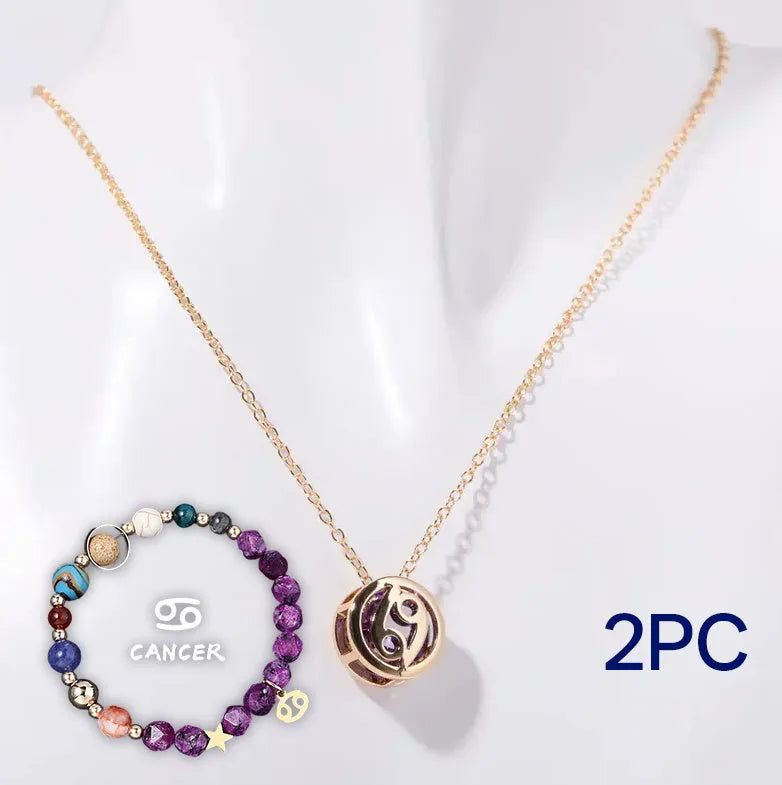 Natural stone beaded necklace and bracelet set with adjustable cord in twelve style variations