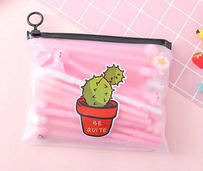 Marvel 20-pack of 0.5mm black pens with cartoon cactus designs in a 21x17cm plastic case