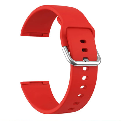 Silicone strap for Fitbit Versa 3 and Sense 2 in multiple colours with silver buckle on wrist