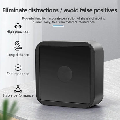 Black 24G millimeter wave human presence sensor, 10x10x4cm, Wi-Fi ZigBee, USB powered smart home detector