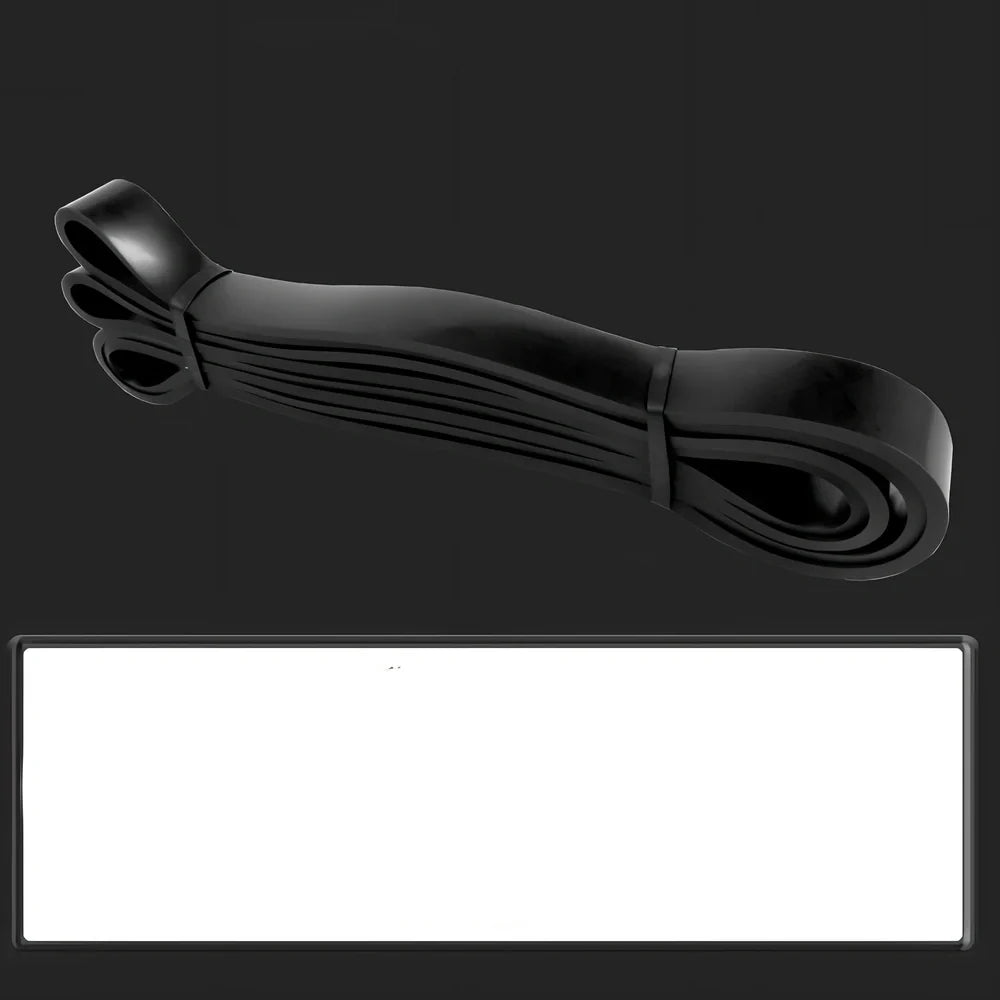 Plastic resistance band showing 2080mm length with width measurement indicators at 12mm, 20mm, 32mm, and 45mm points