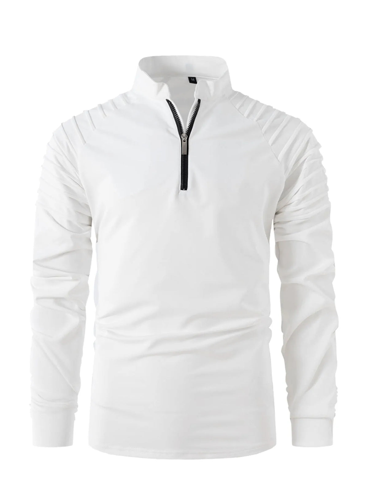 Men's long sleeve zip neck polo shirt in cotton blend, slim fit, available in eight colours and sizes S to XXXL.
