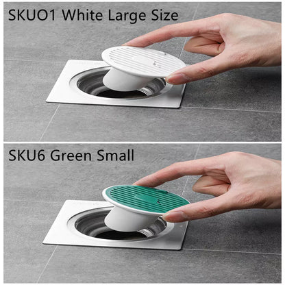 Whale Magnetic Suction Floor Drain Cover in white, orange, or green, blocking sewer odors with a tight seal