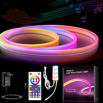 Graffiti Smart WiFi LED Neon Bar strip light in 3m or 5m length, 144W, IP68 waterproof, with remote control and power cord.
