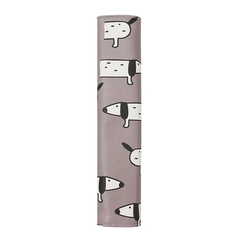 Dachshund cartoon design PU leather car seatbelt shoulder protector, 14 by 22 cm.