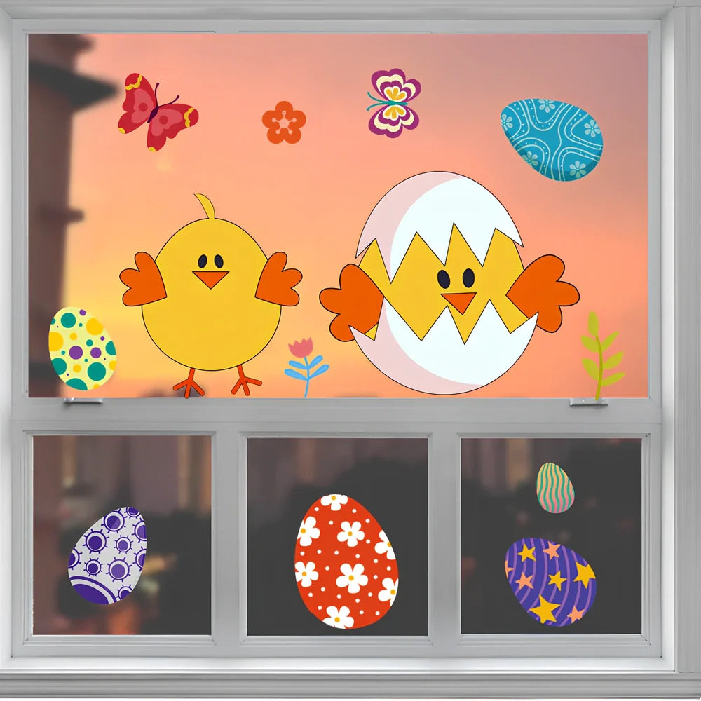 Easter rabbit pattern wall sticker set with 15 PVC panels measuring 20x30cm each