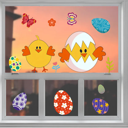 Easter rabbit pattern wall sticker set with 15 PVC panels measuring 20x30cm each