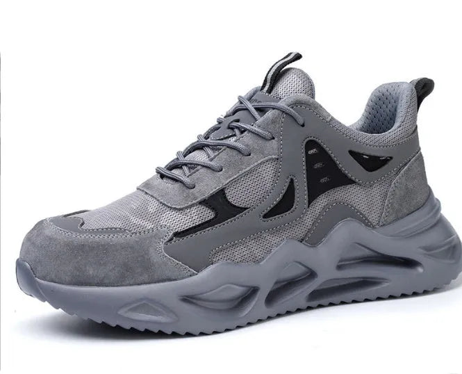 Men's anti smashing protective shoes with plastic toe cap, EVA sole, lace-up front, sizes 37-46