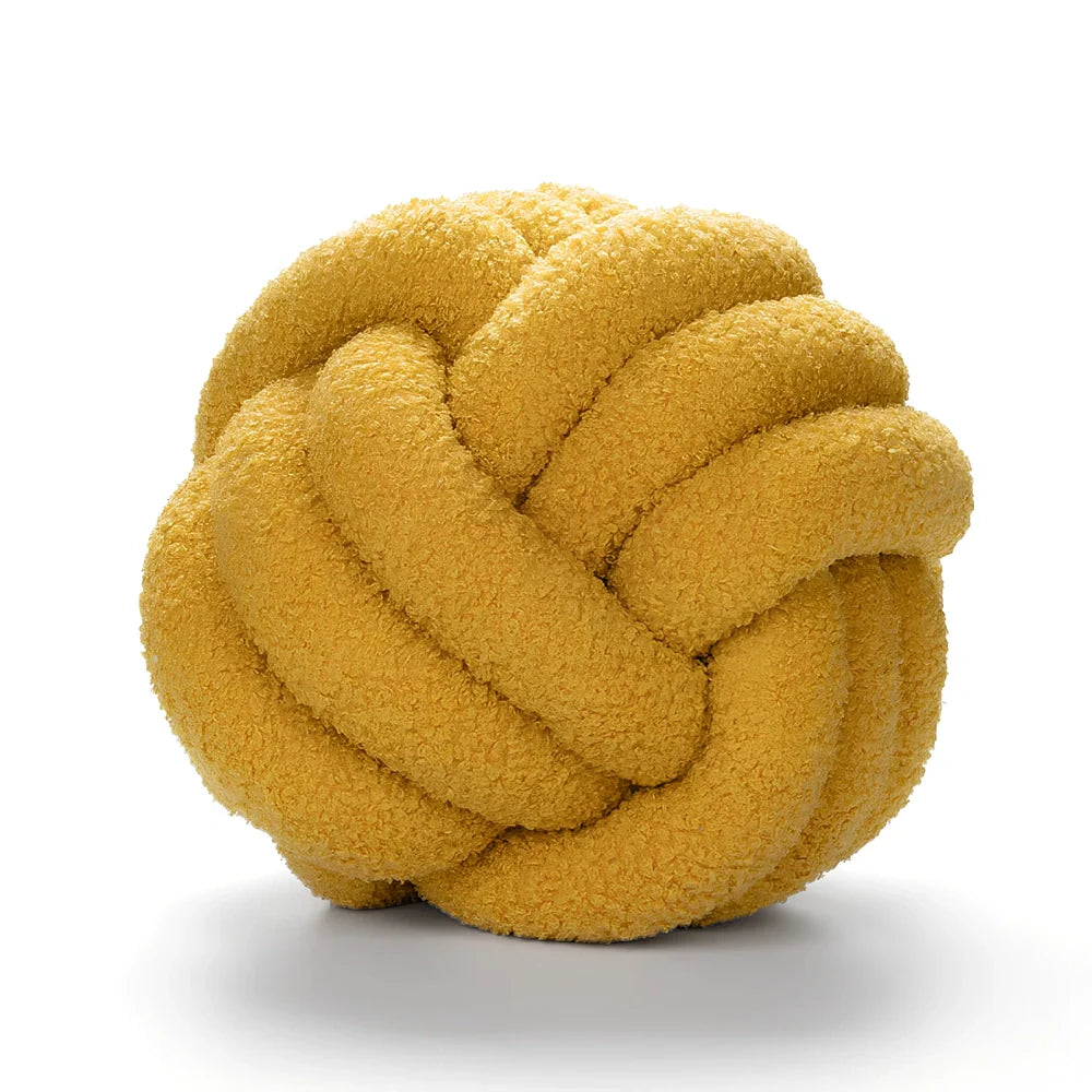 Spherical lamb wool cushion with hand-knotted surface in Nordic design, 27-30cm diameter
