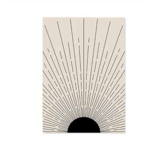 Abstract boho-style spray-painted animal canvas wall art on a white background