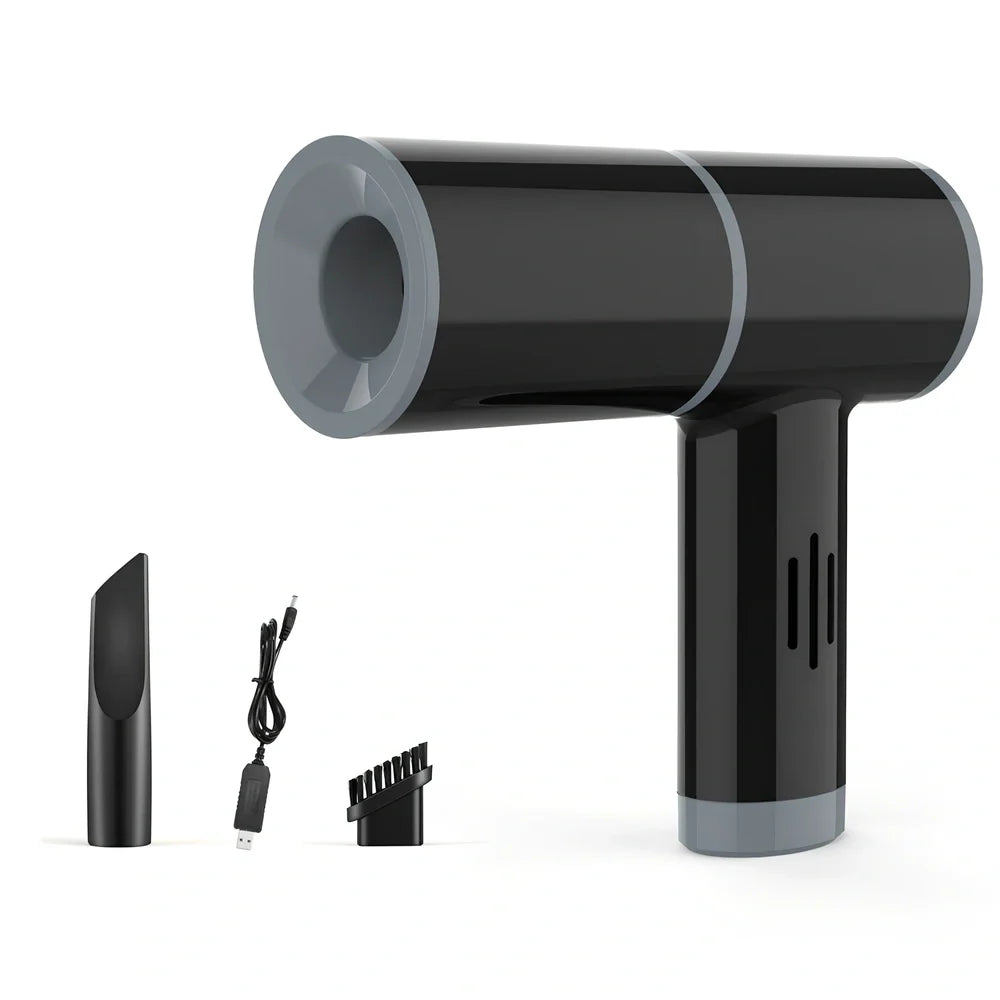 Black wireless handheld car vacuum cleaner with pistol grip design for vehicle interior cleaning