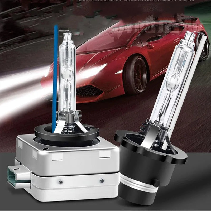Xenon automotive headlight bulb with aluminium alloy shell and quartz tube for D1S and D1R fittings