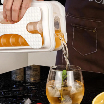 Light grey silicone ice ball mould and water bottle with modern minimalist design