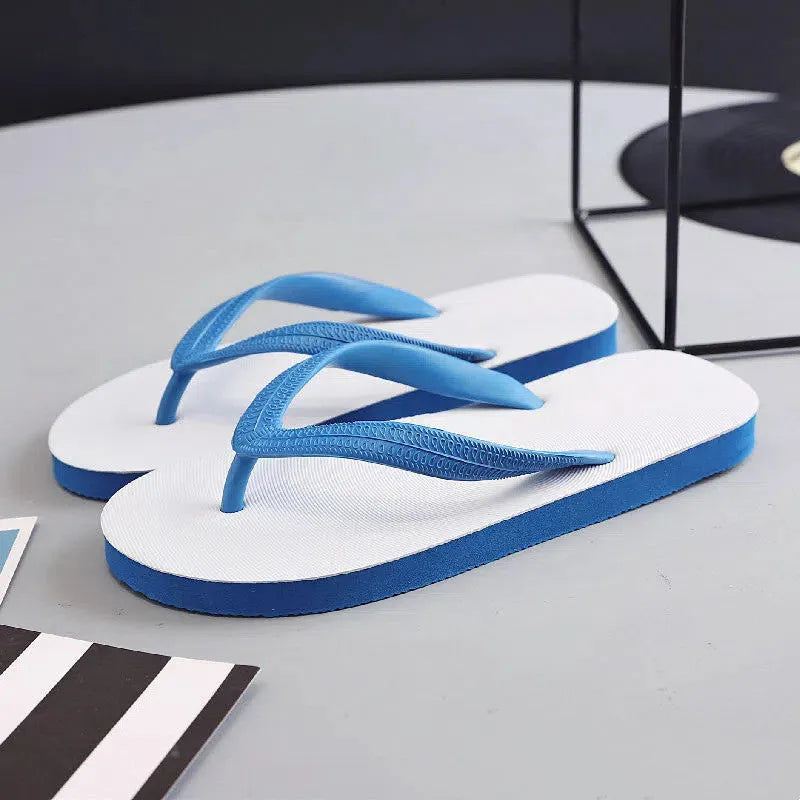 Fish label design rubber beach flip-flops with non-slip soles in four colour options