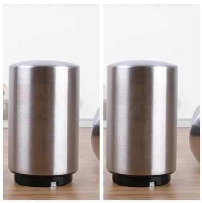 Stainless steel magnetic beer bottle opener with brushed metal finish