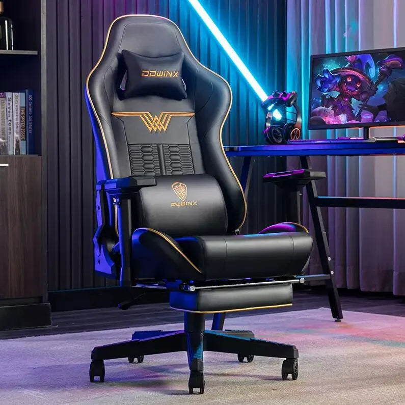 Dowinx LS-6010 black gaming chair with 4D adjustable armrests and metal frame