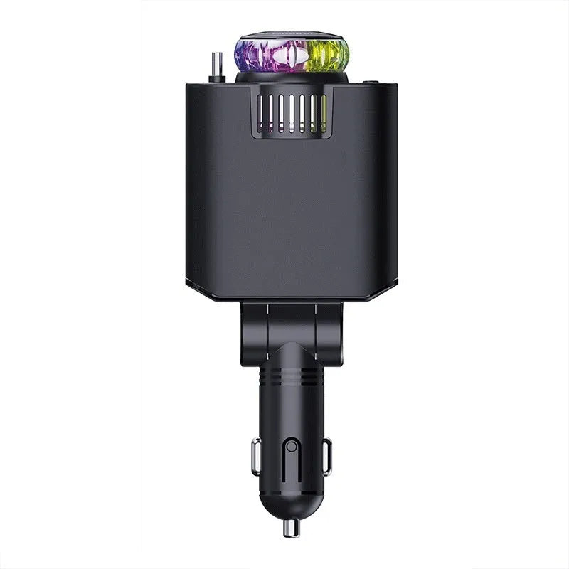 120W fast charge car charger with dual Type-C, starry sky light, and aromatherapy spray