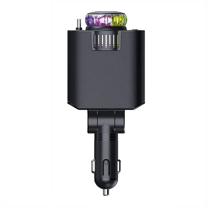 120W fast charge car charger with dual Type-C, starry sky light, and aromatherapy spray