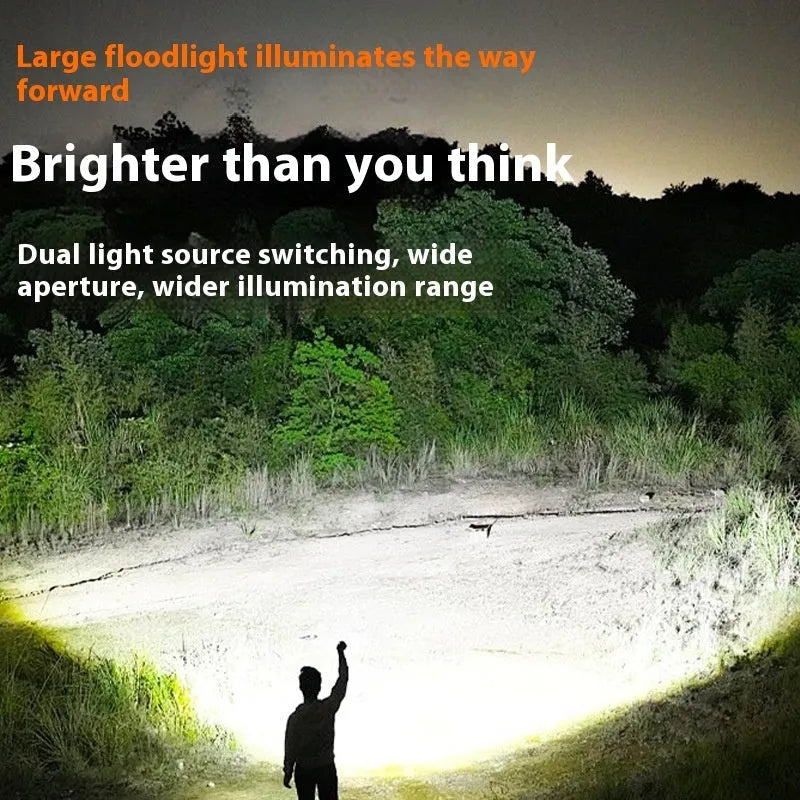 Bicycle headlight with L2×2 lamp configuration and USB Type-C rechargeable battery for night riding, made from aluminium alloy with quick-release mounting system, measuring 10.1×5.0×2.8 cm and weighing 200g