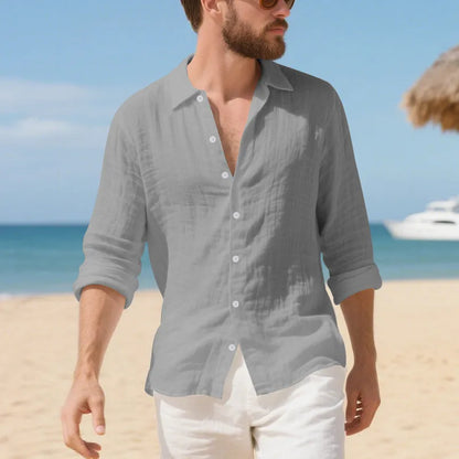 Linen American style loose casual shirt in multiple colours including Army Green and navy blue