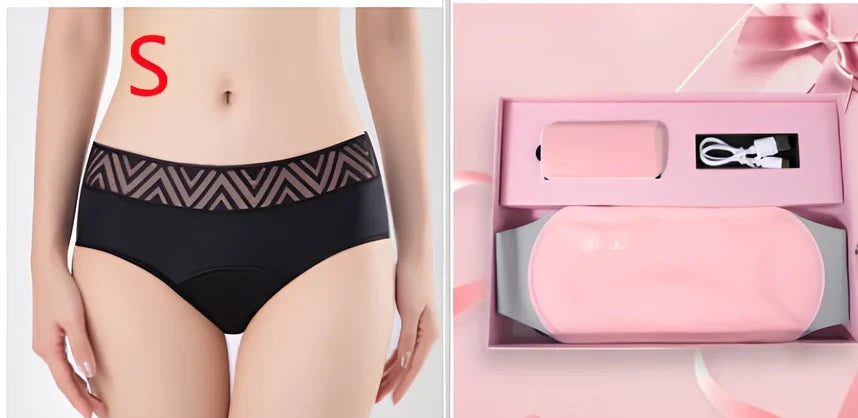 Pink Warm Heart Heating Belt with temperature control buttons and LED indicators on Lycra fabric surface