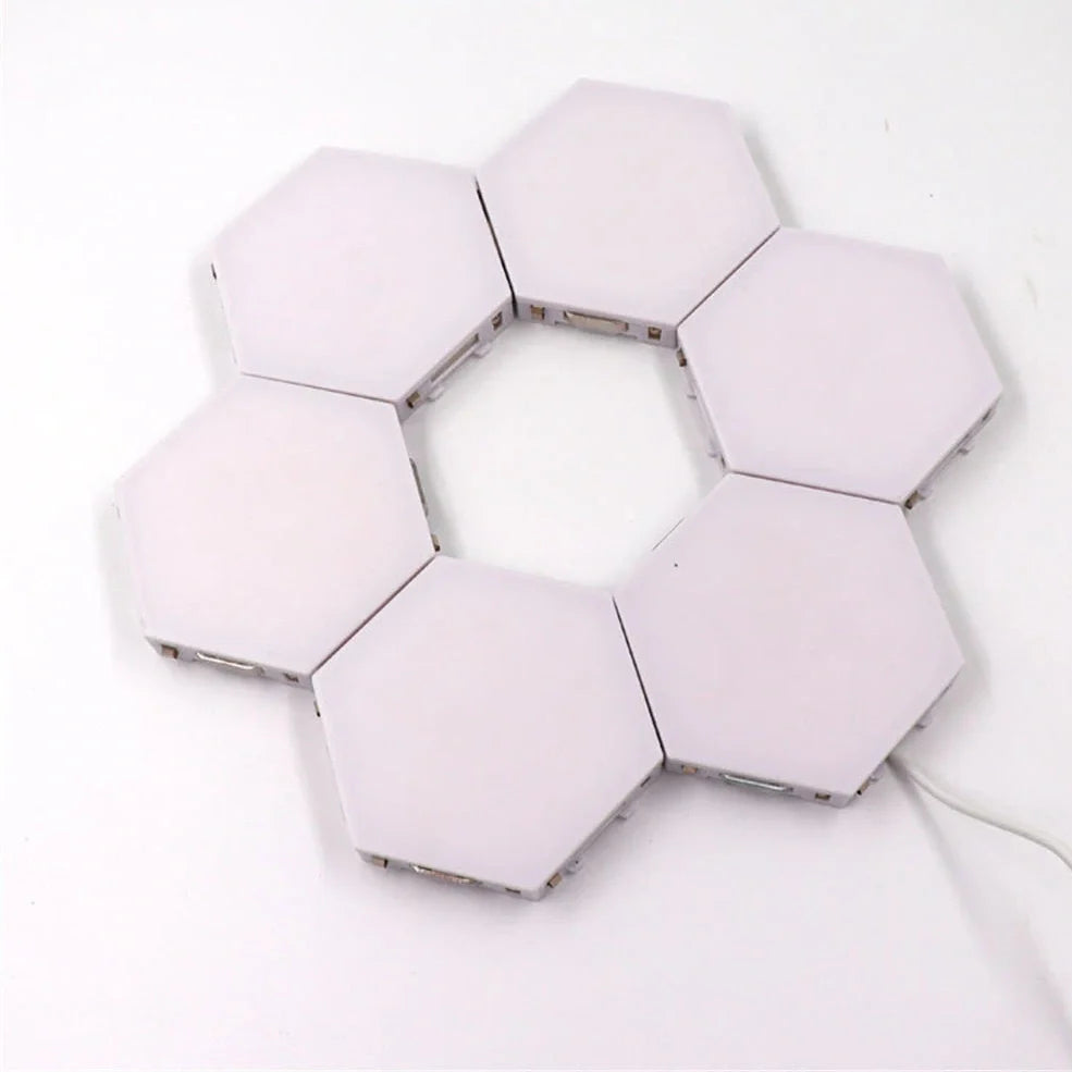 Hexagonal honeycomb wall lamp with touch control for 7 colour options and adhesive mounting system