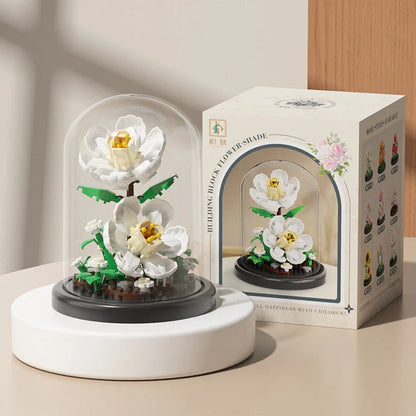 Eternal Flower Basket building blocks set with eight floral designs in colour box packaging