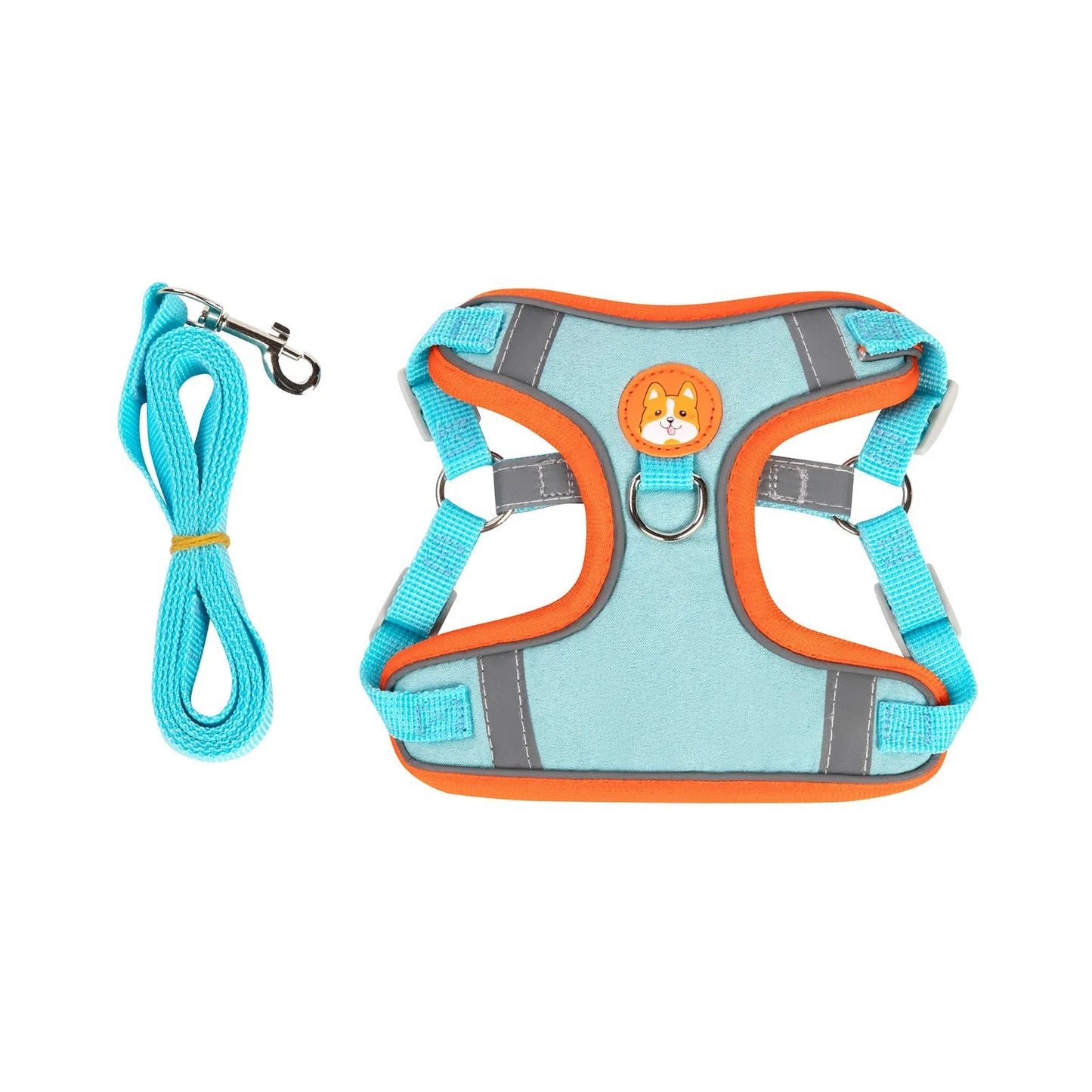 Adjustable dog harness with haulage rope attachment in multiple colour options