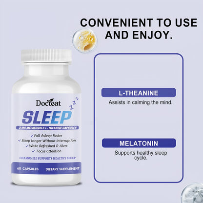 Sleep support capsule with L-theanine and melatonin, 60 capsules pack