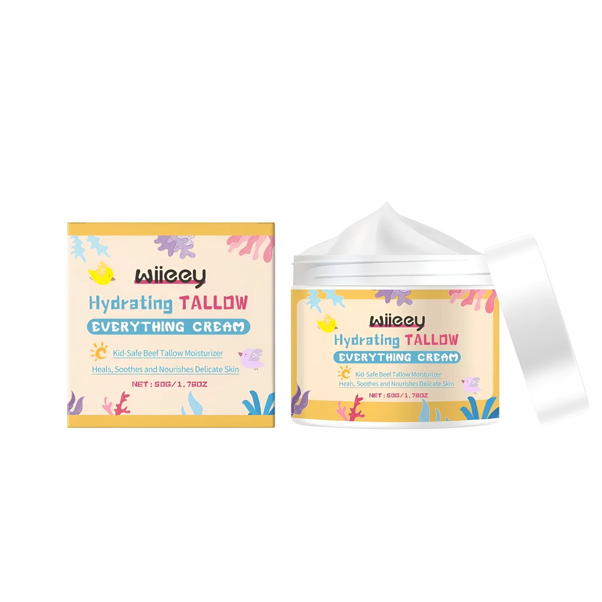 50g jar of Hydrating Tallow Moisturising Cream with shea butter and glycerol for skin hydration