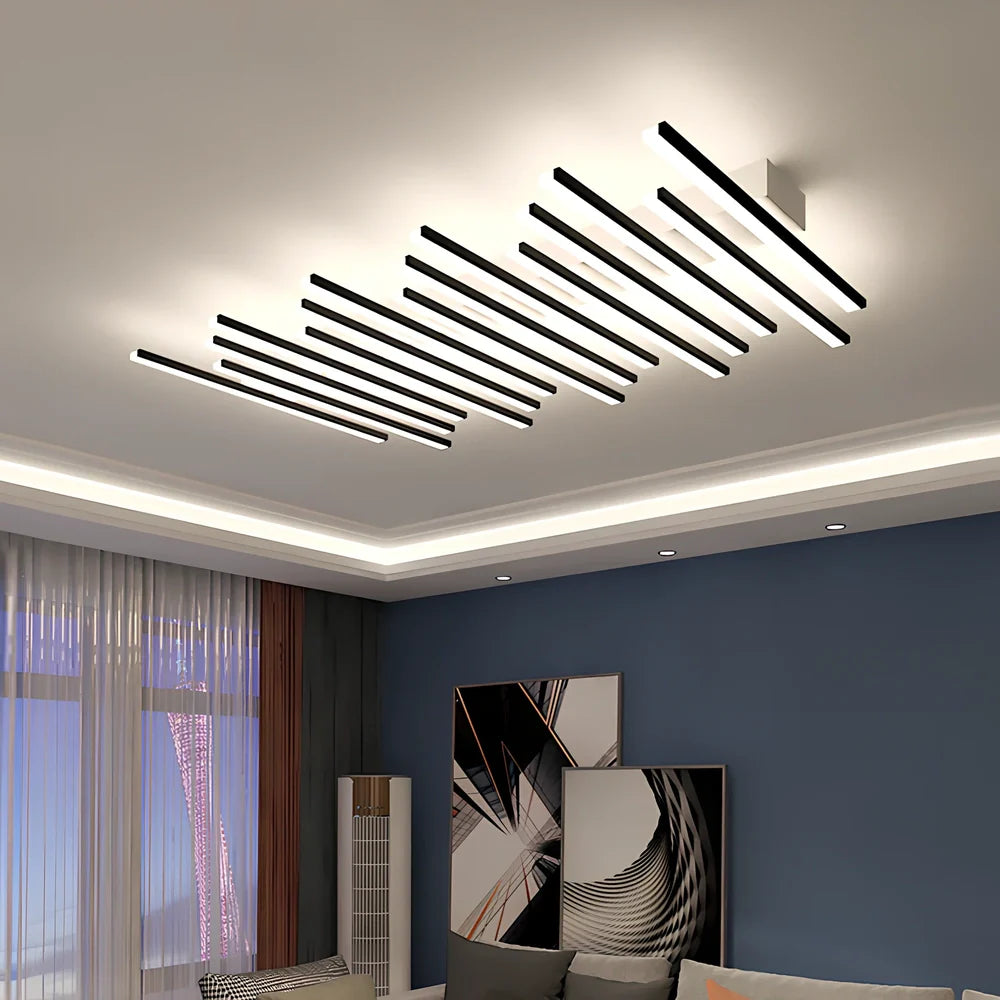 Modern ceramic ceiling light with six adjustable LED heads in black or gold finish, 50cm span
