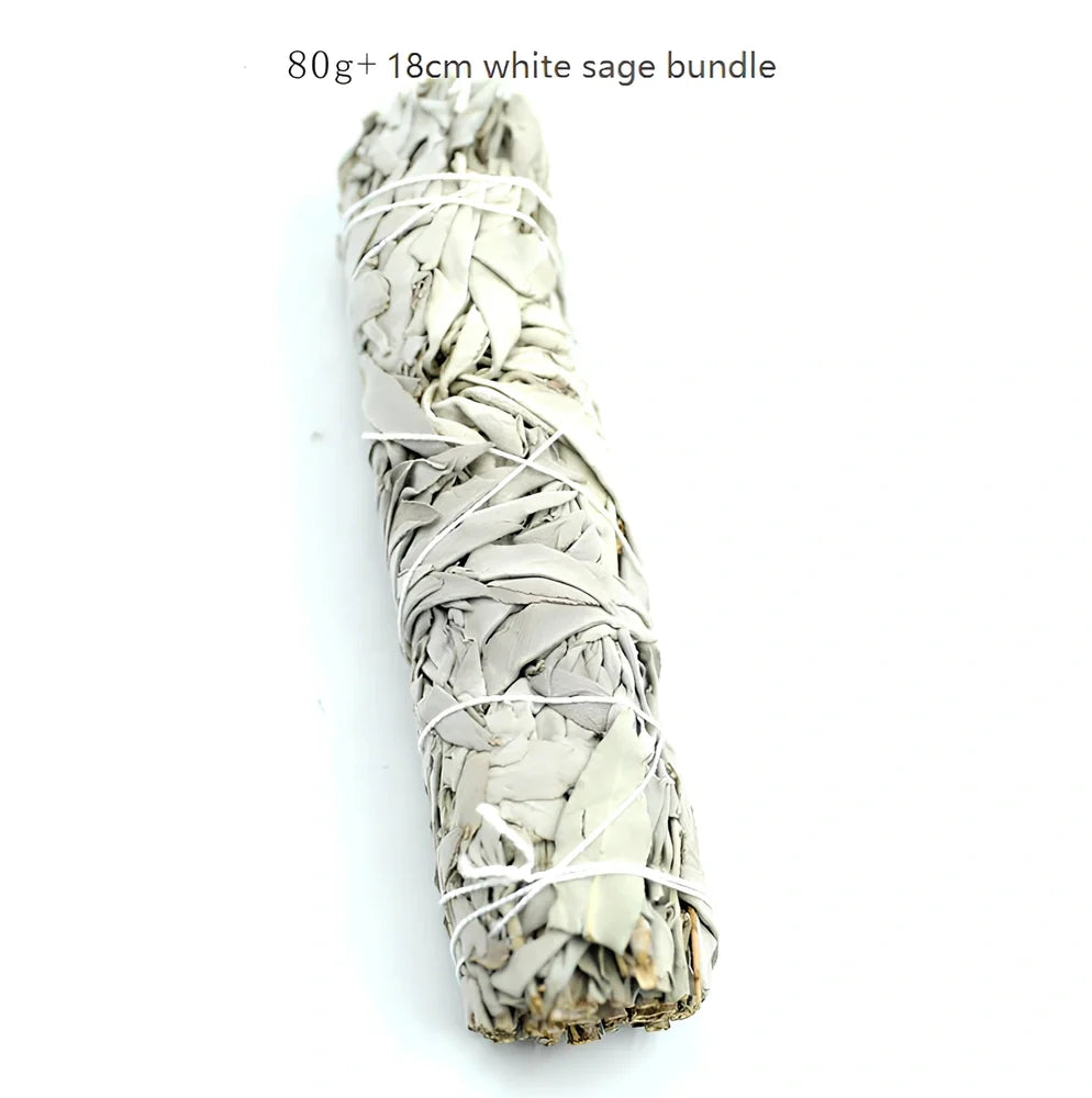 18cm white sage pure leaf bundle, 70g weight, for 2-hour space purification and crystal cleansing