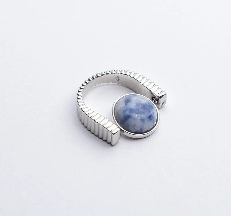 Natural Stone Fidget Spinner Ring in gold and silver finishes for stress relief