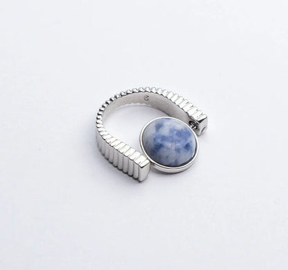 Natural Stone Fidget Spinner Ring in gold and silver finishes for stress relief